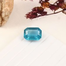 Precious Cut Ceylon Blue Green Parti Sapphire Loose Gemstone Emerald Cut 5.70 CT