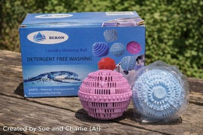 BERON Laundry Washing Ball Set of 2 Detergent Free Eco-Friendly Reusable w/ Box