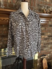 Chico  s Ladies Brown Long Sleeve Blouse Size 3 Leopard Print