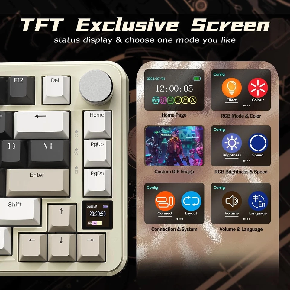 ATTACK SHARK X85Pro Hot Swappable Mechanical Gaming Keyboard, TFT Display & Knob - Image 2 of 4