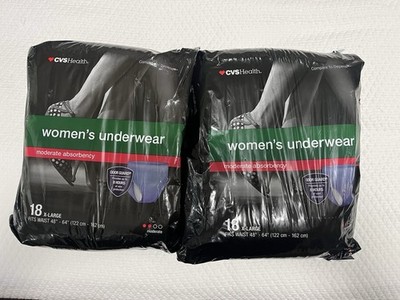 CVS Health Women's Underwear, Moderate Absorbency, XL, 18 Count 2ct. Total 35.
