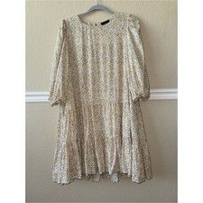 VICI Ditsy Floral Tiered Mini Dress Yellow Cream Medium