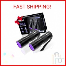 COSOOS 2 Pack UV Flashlight, 12 LED Handheld Blacklight Flashlight 395nm Mini Li
