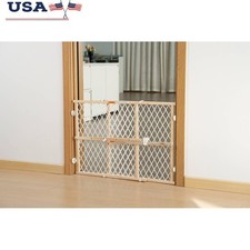 Wooden Safety Gate Adjustable Width 26-42 Inch Tool-Free Installation Toddlers