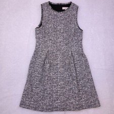 LOFT Tweed Fit & Flare Sleeveless Dress Size 10 Fringe Trim Career