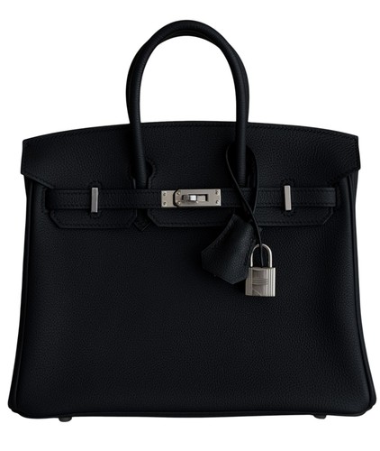 Hermes Birkin 25 Black Noir Togo Leather Palladium Hardware RARE
