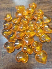 Beautiful 50pcs 1 INCH Orange 3D Acrylic Hearts Great For Table Decoration/Craft