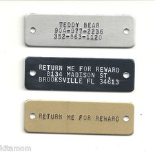 Placa de aluminio anodizado XL remache en collar arnés caballo K-9 perro mascota etiqueta de identificación