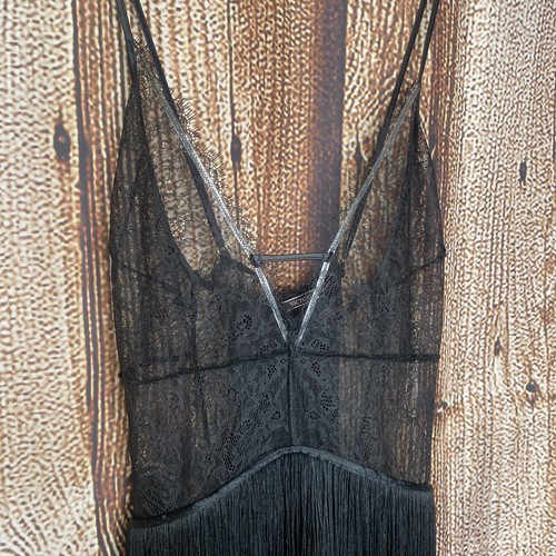 Victoria's Secret Black Lace & Fringe Babydoll Lingerie Chemise Rare SZ XL NWOT - Bild 3 von 5