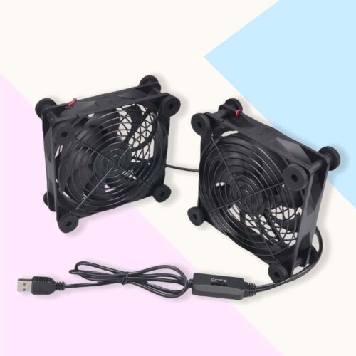 Quiet Dual 120mm 5V USB Computer PC Fan with Speed Controller for Router Desktop - Picture 8 of 13