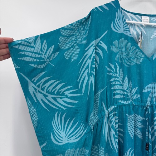 Palmwave Dress Women One Size Turquoise NEW Tunic Hawaiian Tropical Short Sleeve - Picture 2 of 10