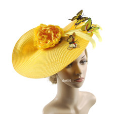 Braided Fascinator Hat Flower Kentucky Derby Big Hat Cocktail Tea Headwear