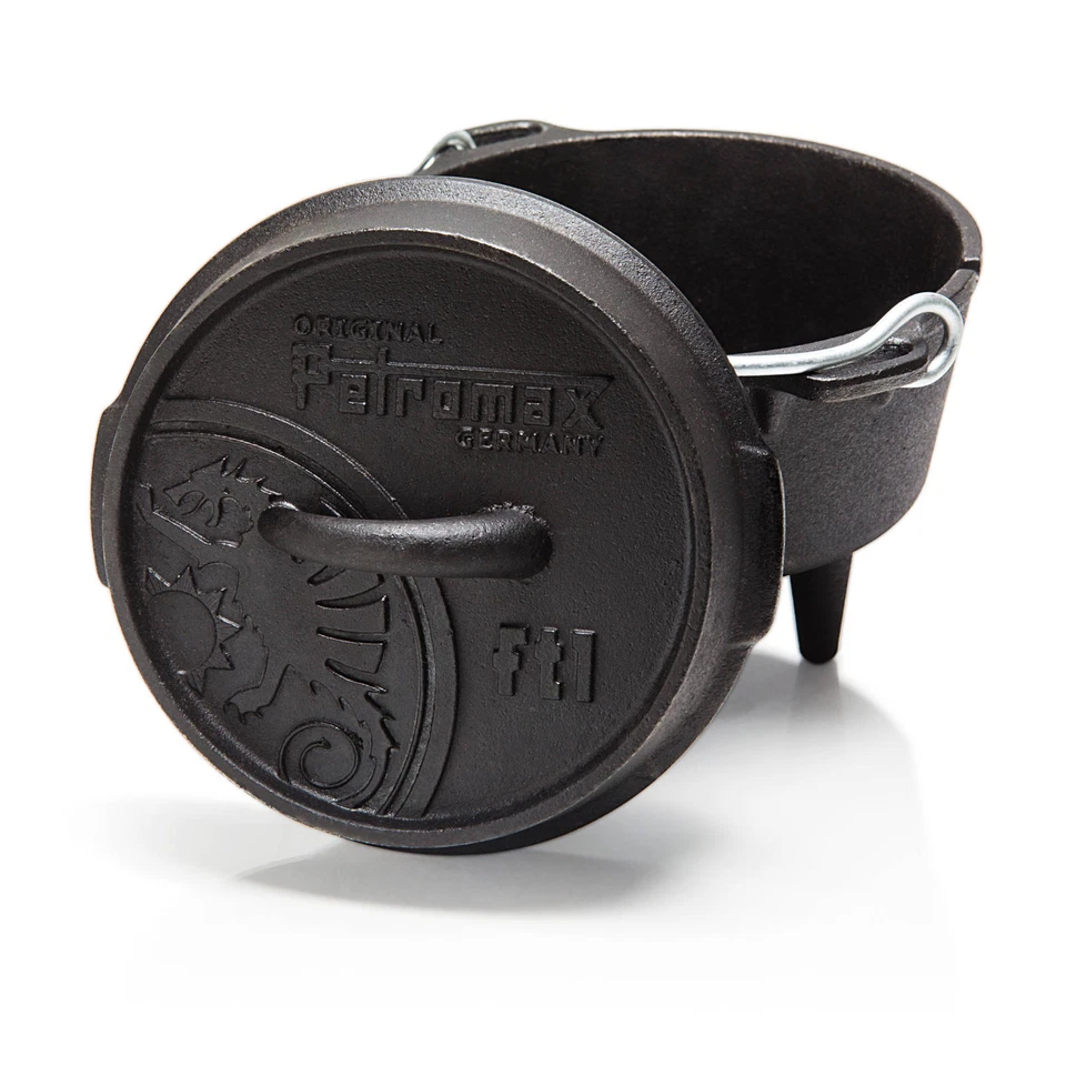 Horno holandés de hierro fundido Petromax para fogata o cocina doméstica, pre-sazonado, 3 patas Foto 2 de 4