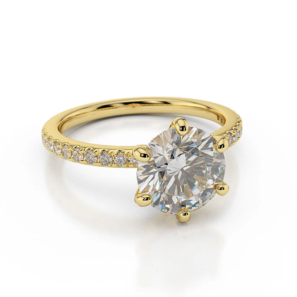 1 1/2 CT Affordable Diamond Engagement Ring Round Cut F/SI1 18K Yellow Gold - Image 3 of 4