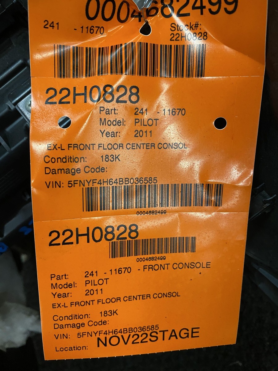 2011 HONDA PILOT EX-L FRONT FLOOR CENTER CONSOLE WITH CUPHOLDER | eBay