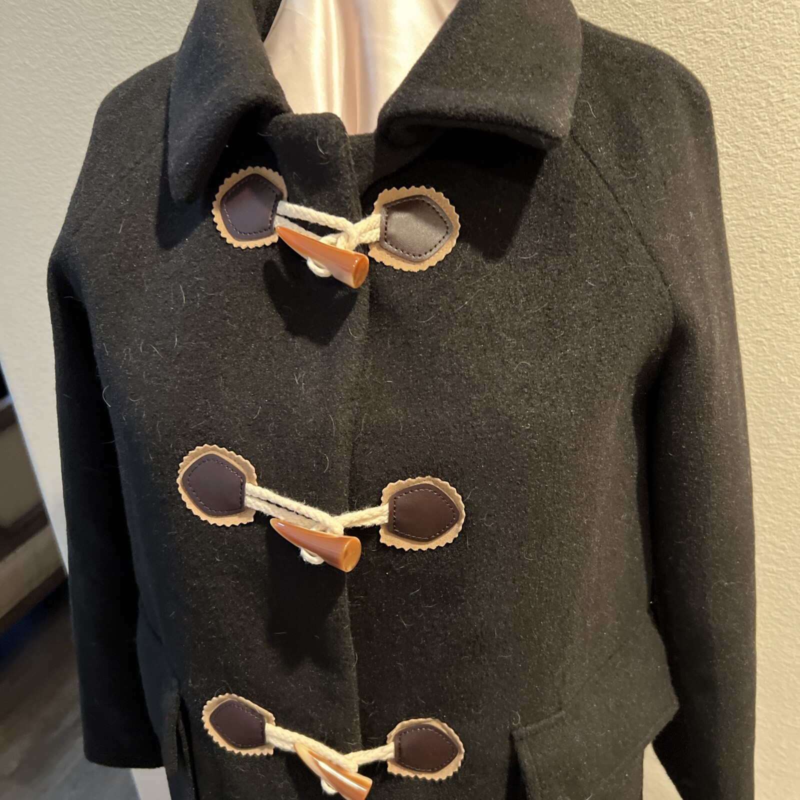 BlackPOLYESTER TOGGLE POCKETS DUFFLE COAT - image 5