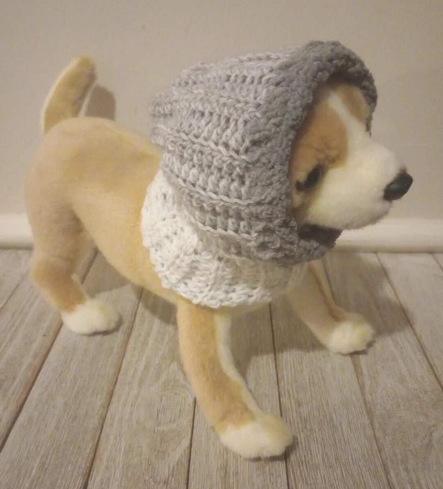 handmade crochet dog pet hood hat cat snood xs small slate gray - Image 2 of 4