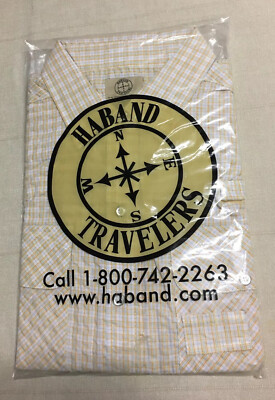 Men's *HABAND* Travelers Snaptastic S/S Snap Up Shirt Size Medium Plaid 15G NEW