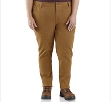Carhartt WOMEN'S DOUBLE KNEE PANTS RELAXED FIT RUGGED FLEX TWILL SIZE 18 NEW