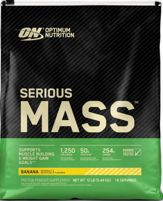 OPTIMUM NUTRITION SERIOUS MASS Gainer Protein Creatine Amino Acid Banana 12lbs