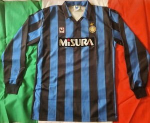 Maillot Inter Milan Domicile 1989/90 – Uhlsport, Taille L, Manches Courtes