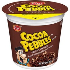 Post Cocoa PEBBLES Breakfast Cereal, Individual Cereal Cups To Go Pack of 12 