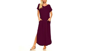 burgundy flowy maxi dress