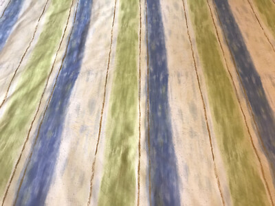 Prestigeträchtige Stoffe Vintage ''Siena'' limettengrün & himmelblau Baumwolle 128 cm x 1/2 m