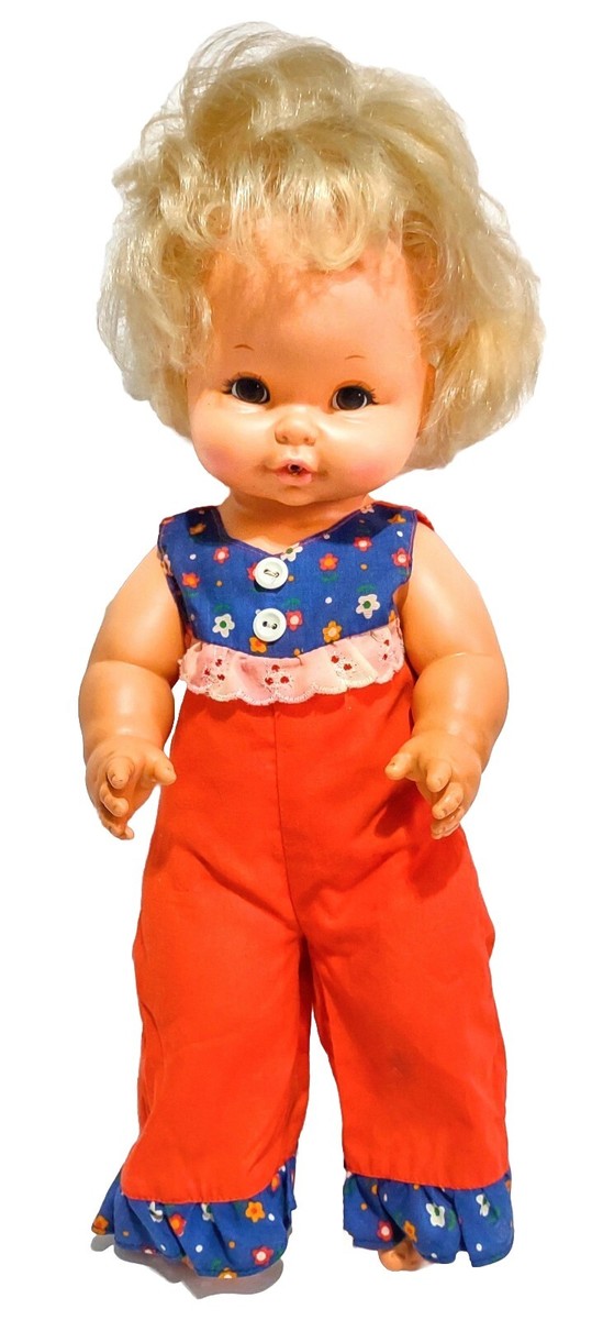 Vintage 1969 Mattel TALKING Baby Doll Pink Bow 16