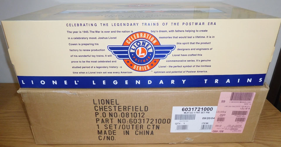 LIONEL 6-31721 MAJESTIC GG-1 #13138 SET BOX ONLY POSTWAR CELEBRATION NO TRAINS - Image 3 of 4