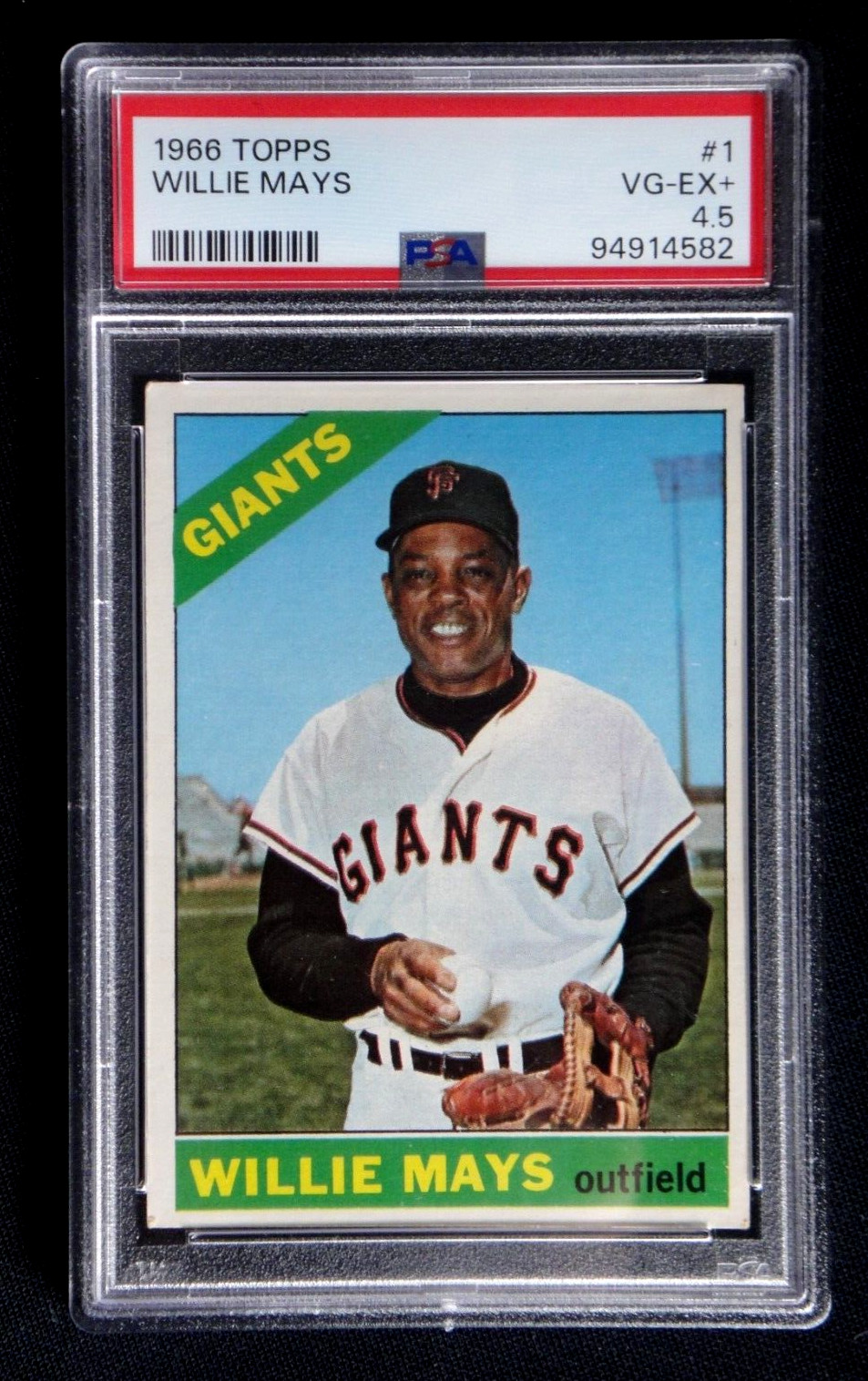 WILLIE MAYS 1966 TOPPS BASEBALL CARD #1 PSA 4.5 VG-EX+ GRADED SF GIANTS HOF