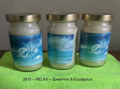 RELAX~ Spearmint & Eucalyptus~Home & Garden Party -  Lot of 3 Jar Candles - NEW