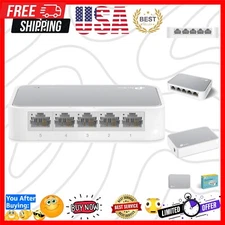 5 Port 10/100 Mbps Fast Ethernet Switch | Desktop Ethernet Splitter | Etherne...