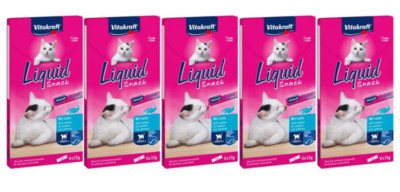 5x 90g Vitakraft Liquid Snack mit Lachs + Omega 3