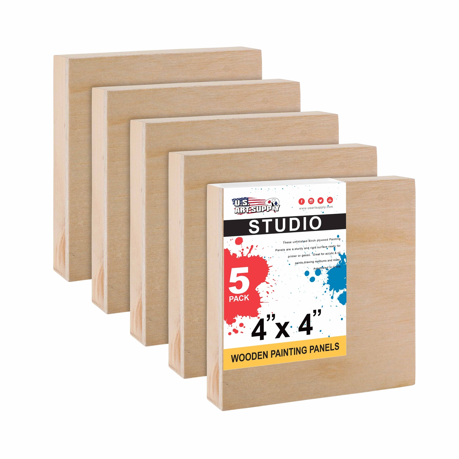 4x4 Studio 3/4 Profile Depth Wood Artist Pouring Panel Boards 5-Pack