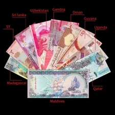 Lot Set 10 Pcs Beautiful Banknotes From 10 Different Countries, UNC