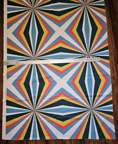 Robert Allen Fabric Starburst Green Red Abstract Geometric Dwell Studios 2+Yd - Picture 5 of 11