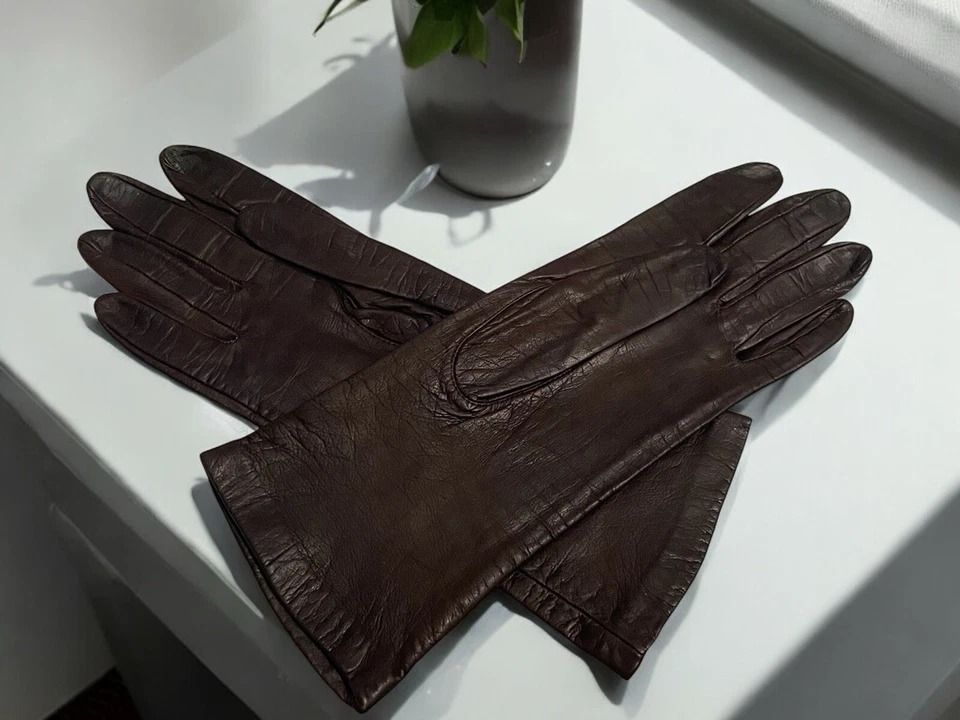 Guantes de conducción Van Raalte para mujer talla 6,5 vintage de cuero francés forro de seda Foto 2 de 3