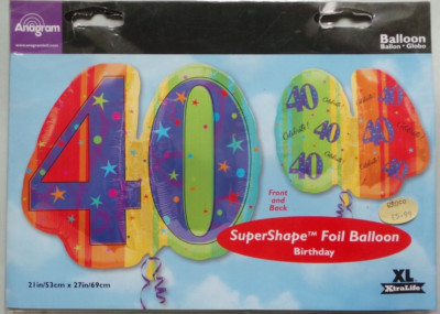Anagram Supershape Large Helium Foil Balloon 27'' Celebrate 40  or 40th Birthday