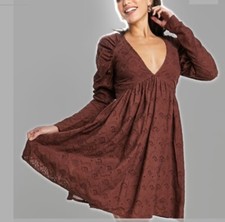 asos dress 10 baby doll in broider brown