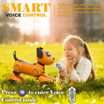 VATOS Remote Control Robot Dog Toy For Kids – Interactive Touch Follow 17 Functions Robot Dog Pet Programmable Smart Walking Puppy Intelligent Dancing Rc Robot Toys For Girls 3 12 Birthday Giftsgo