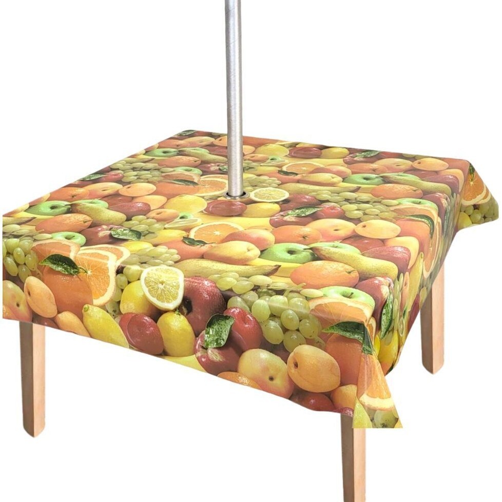 EXTRA WIDE PVC Vinyl Garden Tablecloth With Parasol Hole Wipe Clean