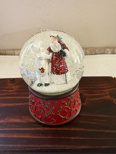 Midwest CBK Santa and Reindeer Snow Globe Christmas Cannon Falls 5.5"