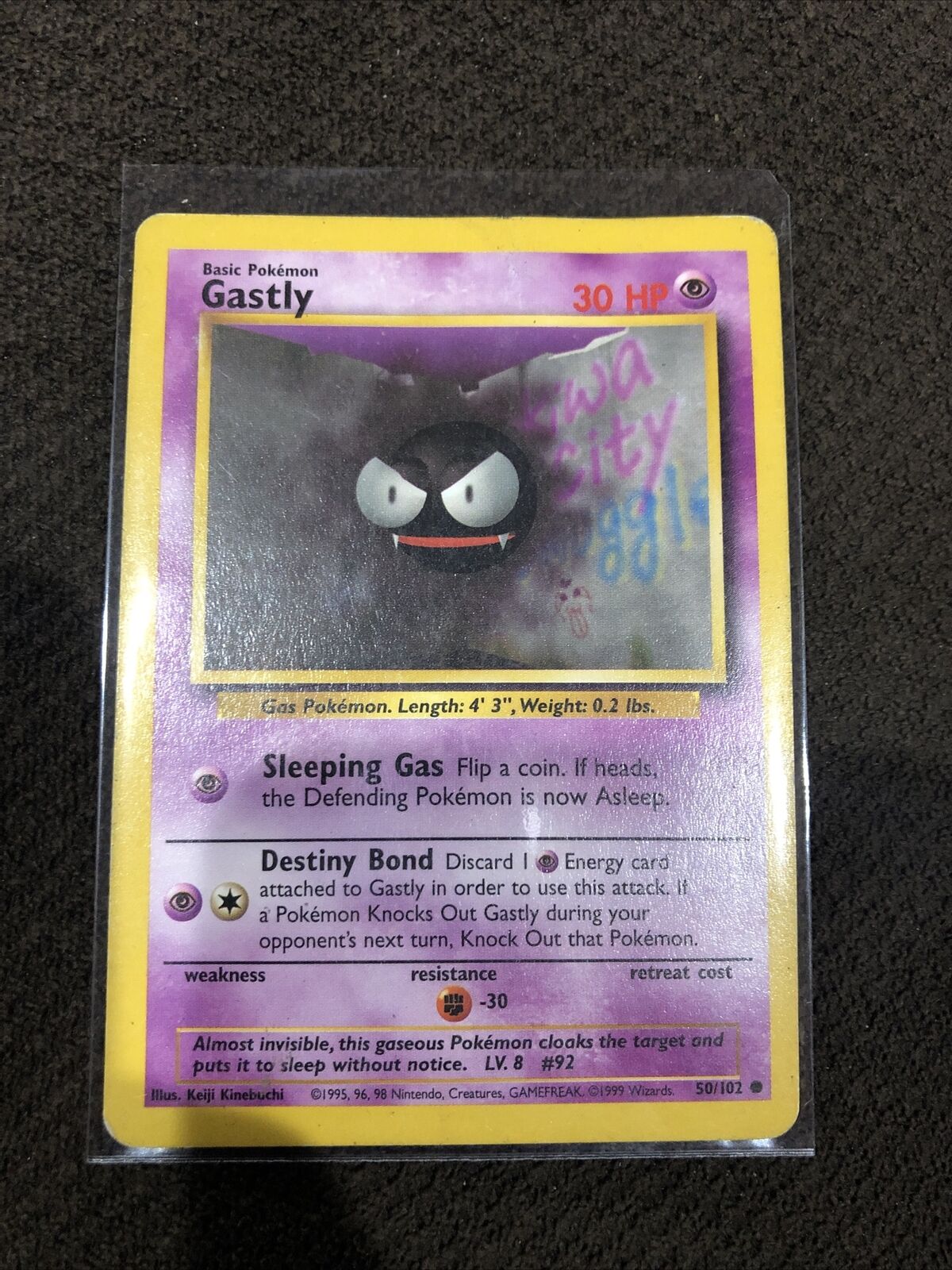 POKEMON GASTLY CARD BASE SET GREAT CONDITION 50/102