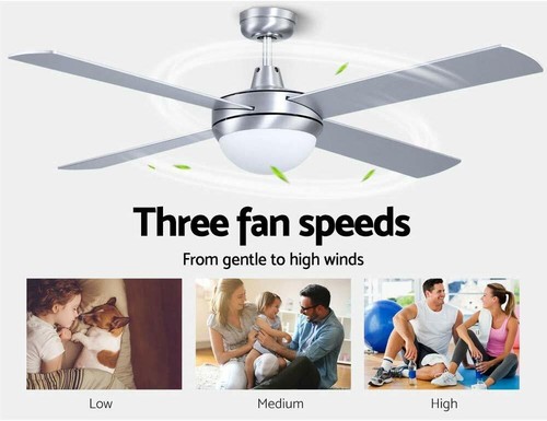 52" Ceiling Fan w/ Light Remote Control Fans 1300mm 4 Blades Home Office Modern - Picture 4 of 24