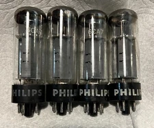 Philips Mullard Xf3 Quad of EL34 6CA7 Vintage Power Tubes Blackburn Factory