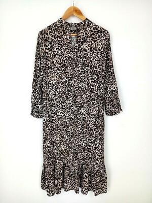 Frilled Hem Viscose Midi Smock Dress | eBay