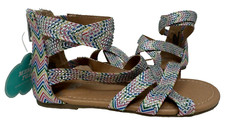 SO Youth Girl's Jaye Rainbow Gladiator Zip Up Sandals Multicolor Size:4 98L