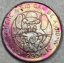 1993 Chuck E Cheese Pink Show Biz Pizza Kid can be a kid Arcade Slot Token T5763