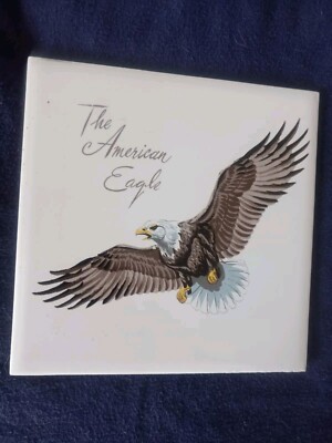 Vintage Screencraft AMERICAN EAGLE Ceramic Wall Hanging Tile Trivet .6 ×6''
